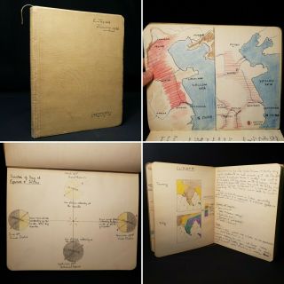1926 Manuscript " Regional Geography " Hand Written Hand Coloured Maps 139 Pages