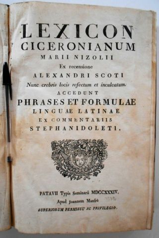 1734 Mario Nizzoli Cicerolexicon Graeco - Latinum Greek Latin Language