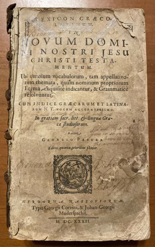 Lexicon Graeco Latinum In Novum Testumentum Grigorio Pasore 1623 Early Book