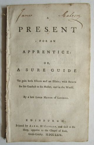 1769 Sir John Barnard Parent Advice For Good Manners & Social Conduct Education