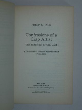 Confessions of a Crap Artist Philip K Dick 1989 3