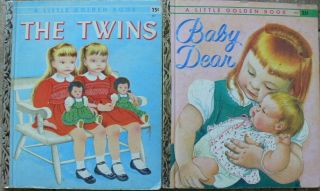 2 Vintage Little Golden Books The Twins,  Baby Dear " A " 1st Eloise Wilkin