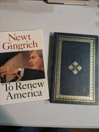 Newt Gingrich Easton Press To Renew America - Signed Set With 2 Signitures