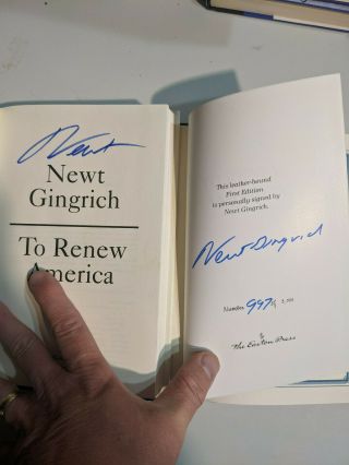NEWT GINGRICH EASTON PRESS To Renew America - SIGNED set with 2 signitures 2