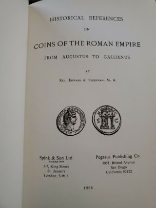 Historical References to Coins of the Roman Empire by E.  A.  Sydenham 1968 Hardcopy 2