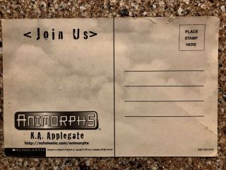Animorphs Post Card,  a promo from one of the books In the series. 2