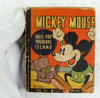 Vintage 1935 Mickey Mouse Sails For Treasure Island - The Big Little Book