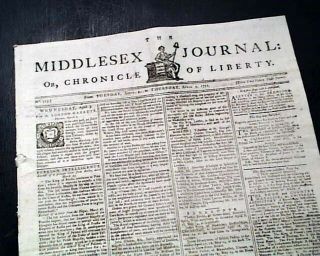 1771 Middlesex London England Pre Revolutionary War W/ Red Tax Stamp Newspaper
