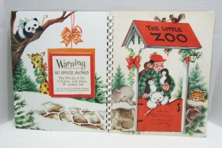 CHARLOT BYJ CHRISTMAS AT THE LITTLE ZOO POP - UP BOOK W/ BOX VINTAGE 1950 ' s VARDON 3