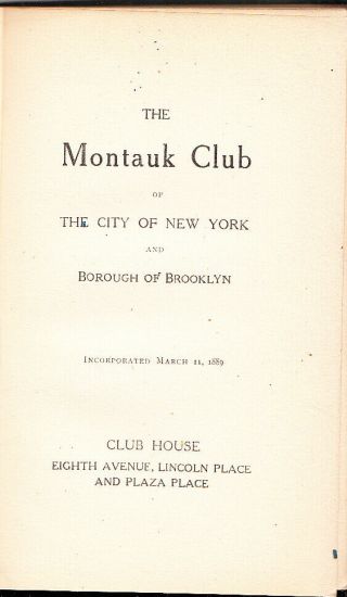 1911 Montauk Club York City Borough of Brooklyn h/C Membership Book 2
