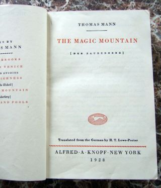 The Magic Mountain,  Thomas Mann,  1928 First Combined US Edition Knopf 3