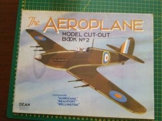 Vintage The Aeroplane Model Cut Out Book No.  2 Dean Hurricane Beaufort Wellington