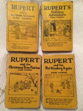 Vintage Rupert The Bear Yellow Books Four Of These Rare Books By Mary Tourtel.