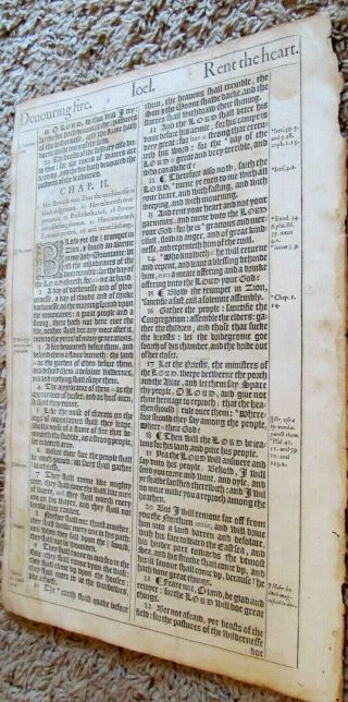 1611 - 13 King James Bible Leaf - Title Page to the Book of JOEL - Folio - RARE 2