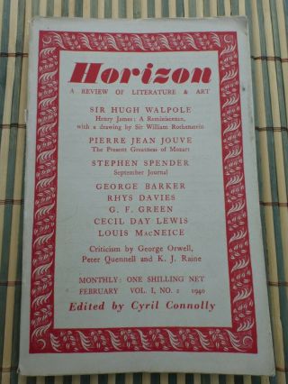 Horizon.  Review Of Literature And Art,  Vol 1,  No 2 January 1940