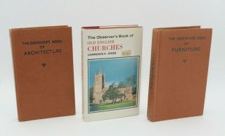Set of 3: The Observer ' s Book of FURNITURE,  ARCHITECTURE,  Old English CHURCHES 2
