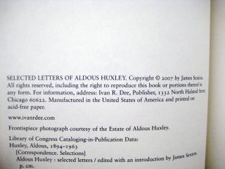 1st/1st Edition The Selected Letters Aldous Huxley Correspondence Classic 2