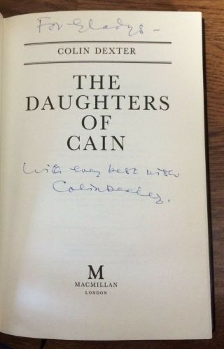 Colin Dexter The Daughters of Cain SIGNED 1st UK Ed 1994 HC/DJ Ex.  Cond. 3