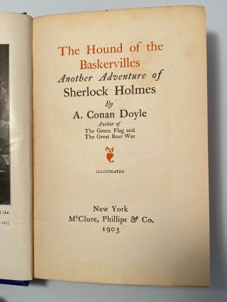 A.  Conan Doyle THE HOUND OF THE BASKERVILLES,  Sherlock Holmes 1903 Spec Edition 2