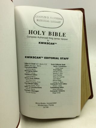 HOLY BIBLE: Complete Authorized King James Version in Kwikscan - 1988 - KJV 2