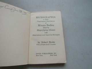 Micrographia Physiological Des.  of Minute Bodies Robert Hooke,  Paperback,  1961 2