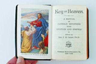 Key Of Heaven Catholic Devotional Prayer Book Leather 1947 Very
