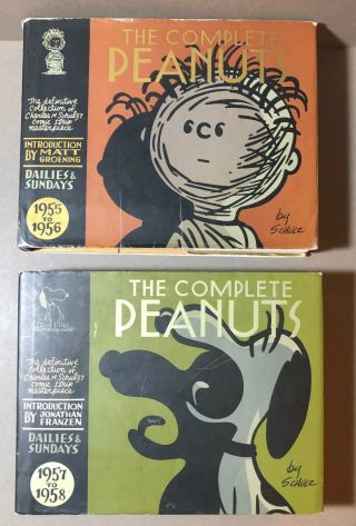 The Complete Peanuts 1955 - 1958 - 2 Vol.  Set By Charles M.  Schulz Hcdj