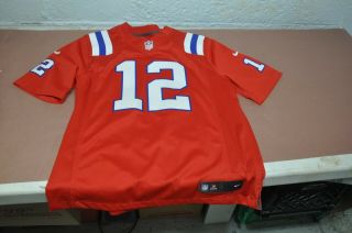 Nike Authentic Nfl England Patriots 12 Tom Brady Red Jersey Men Xl H117