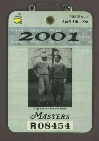 2001 Masters Badge Tiger Woods Golf Champion Year At The Augusta National Hof