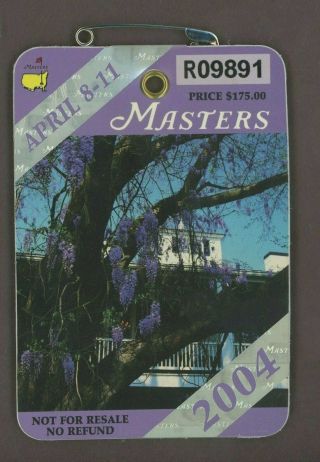 2004 Masters Badge Phil Mickelson Golf Champion At The Augusta National Club