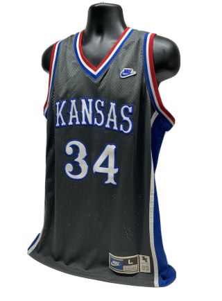 Nike Kansas Jayhawks 1995 Gray Paul Pierce Sewn Basketball Jersey Size Large G1