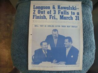 1950 In The Ring Wrestling Newsletter With Longson Vs Kowalski Grobee1957