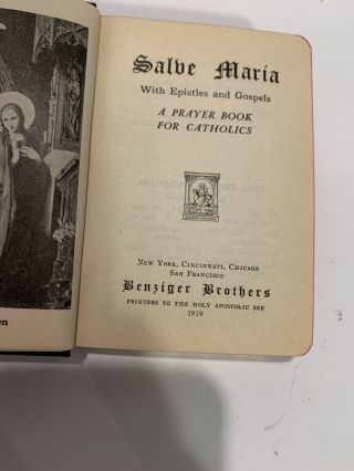Salve Maria Catholic Devotions Prayer Book 1939 Bible Religious epistles Gospels 3