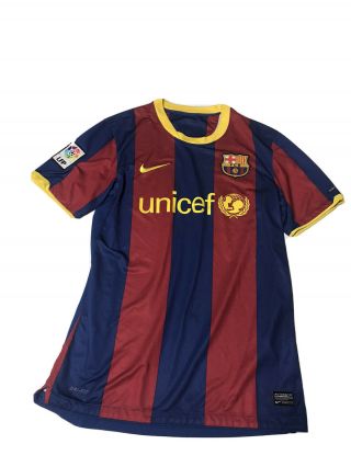 2010 - 2011 Nike Dri - Fit Authentic Fc Barcelona Home Jersey Kit Size M Medium
