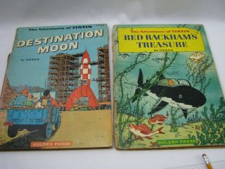 Vintage Adventures Of Tintin Destination Moon Red Rackham 