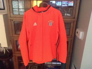 Fc Bayern Munich Adidas Full Zip Orange Hooded Team Soccer Jacket Sz Xl - Cool