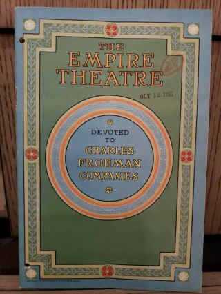 1915 Playbill Sherlock Holmes William Gillette Broadway