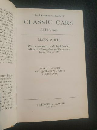 The Observer’s Book of Classic Cars After 1945 (1982) Mark White 3