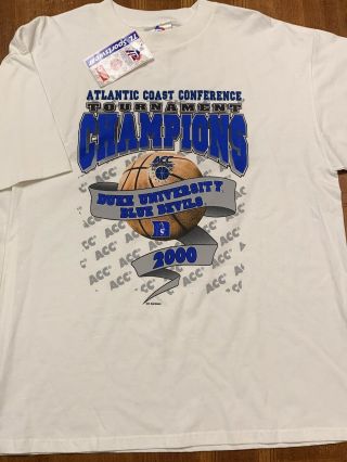 Champion Duke Blue Devils Basketball T - Shirt Size Xl 2000 Acc Tournament Champs