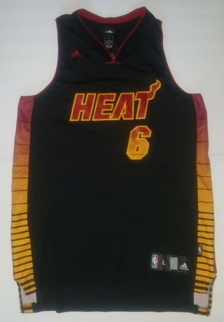 Lebron James Miami Heat Adidas Jersey 6,  Red/black/yellow,  Size L Pre - Owned