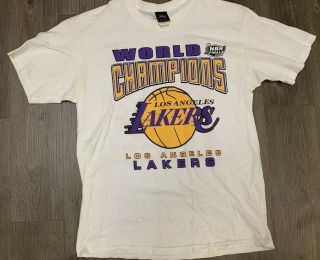 Los Angeles Lakers World Champions Back To Back 2001 Double Sided T Shirt Sz L