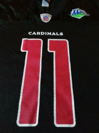 Larry Fitzgerald 11 Arizona Cardinals Black Bowl XLIII Reebok Jersey Sz L 2
