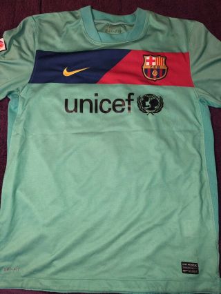 Nike Dri - Fit 2010 Fc Barcelona Unicef Away Jersey Size Medium