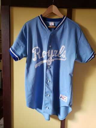 Vintage Rawlings Knit Mlb Kansas City Royals Powder Blue Baseball Jersey Size 48