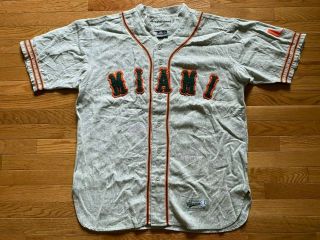 Mens Gray Grey Flannel Colosseum Jersey 11 Miami Hurricanes Baseball Sz Xl