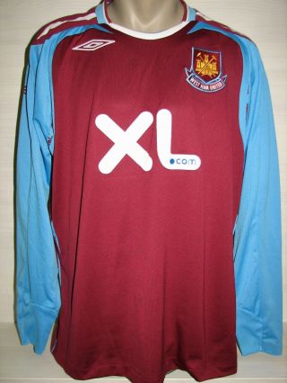 West Ham United 2007 - 08 Home L/s Shirt Jersey Size L