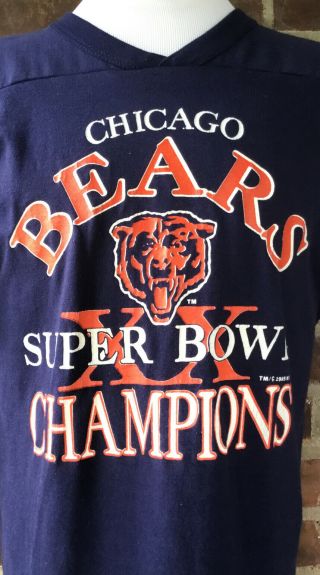 1985 Chicago Bears Bowl Champs Long Sleeve Double Sided Shirt Size Large 3