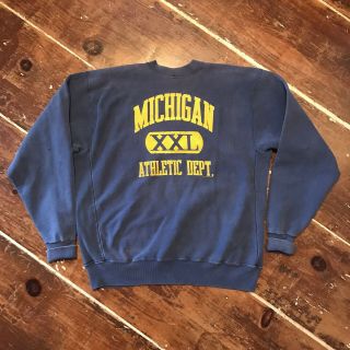 Vintage Michigan Wolverines Champion Reverse Weave Sweatshirt 90s Mens 2xl Faded