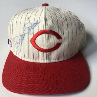 Vintage Sports Specialties Cincinnati Reds Pinstripe Plain Logo Snapback Hat Cap