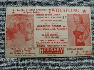 1952 Women & Men Wrestling Postcard Cora Combs & Gorgeous George 13